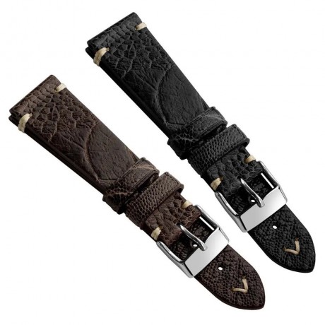 Simple Handmade Watch Strap in Ostrich Leg Leather