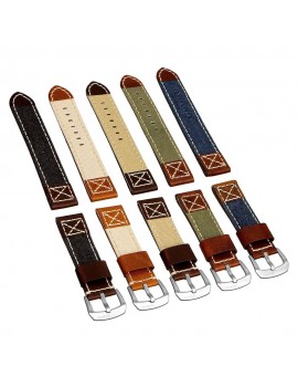 Canvas Denim Vintage Italian Leather Watch Strap